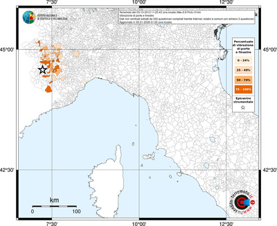 Mappa territorio comunale con almeno 3 questionari