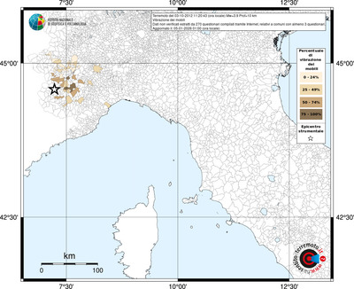 Mappa territorio comunale con almeno 3 questionari