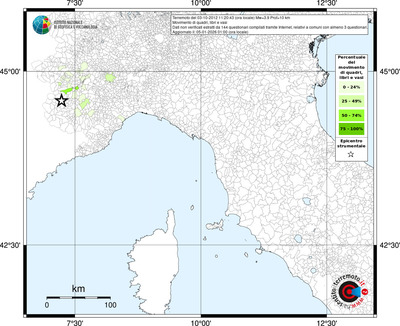 Mappa territorio comunale con almeno 3 questionari