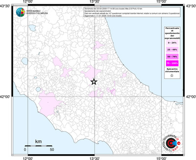 Mappa territorio comunale con almeno 3 questionari