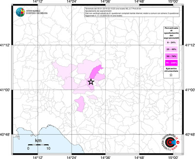 Mappa territorio comunale con almeno 3 questionari