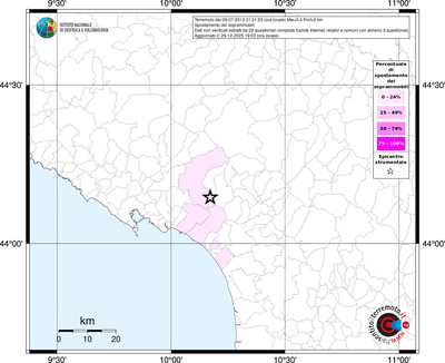 Mappa territorio comunale con almeno 3 questionari