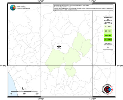 Mappa territorio comunale con almeno 3 questionari