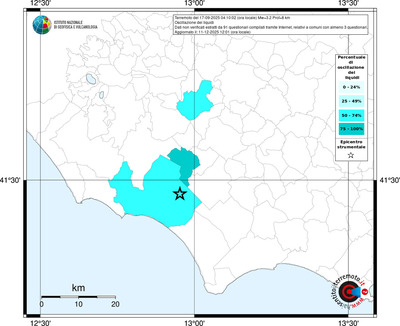 Mappa territorio comunale con almeno 3 questionari