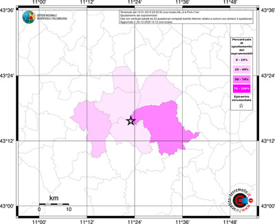 Mappa territorio comunale con almeno 3 questionari